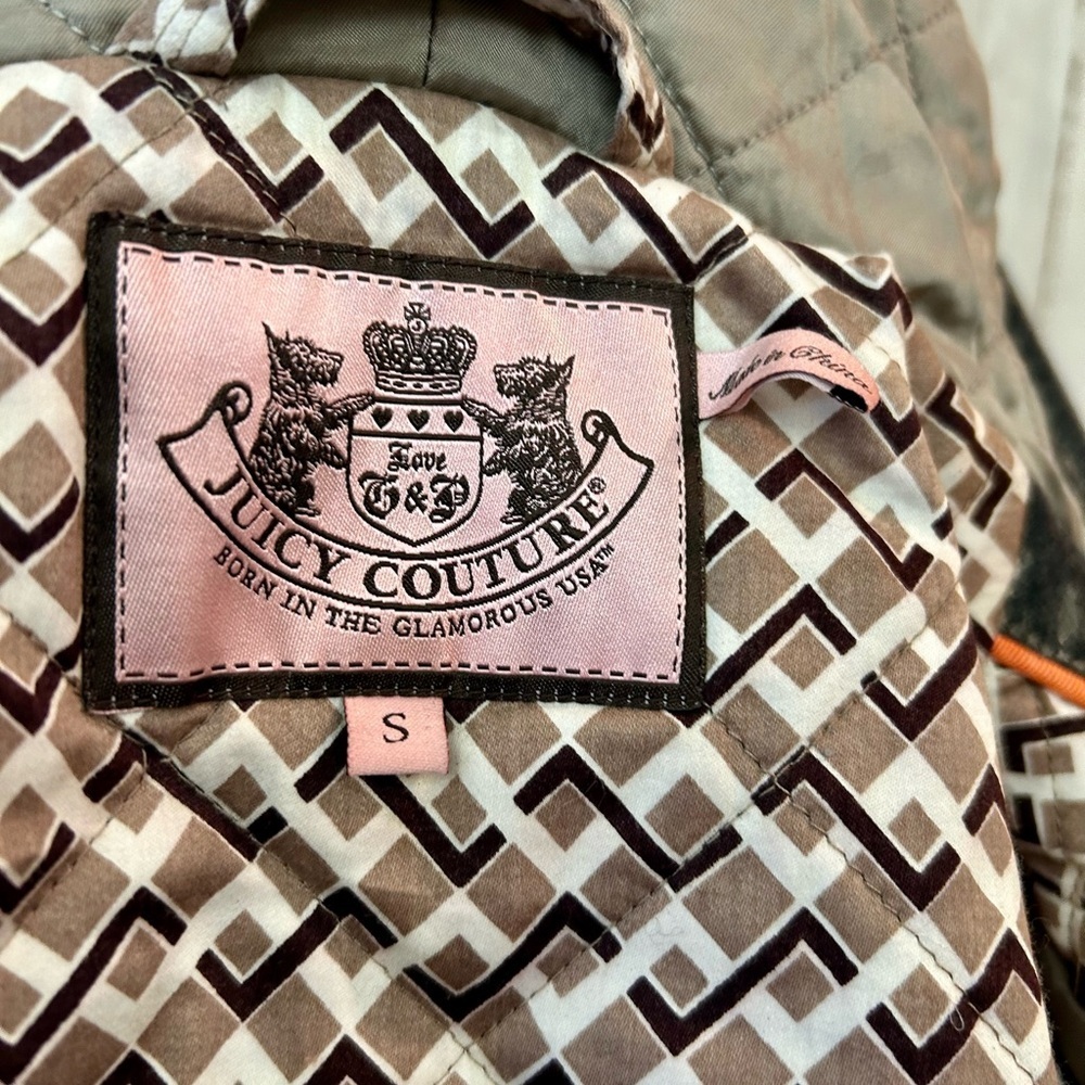 Juicy Couture Faux Fur Pleated Swing Jacket Y2K Brown Gold J Zip Size S - Picture 10 of 11